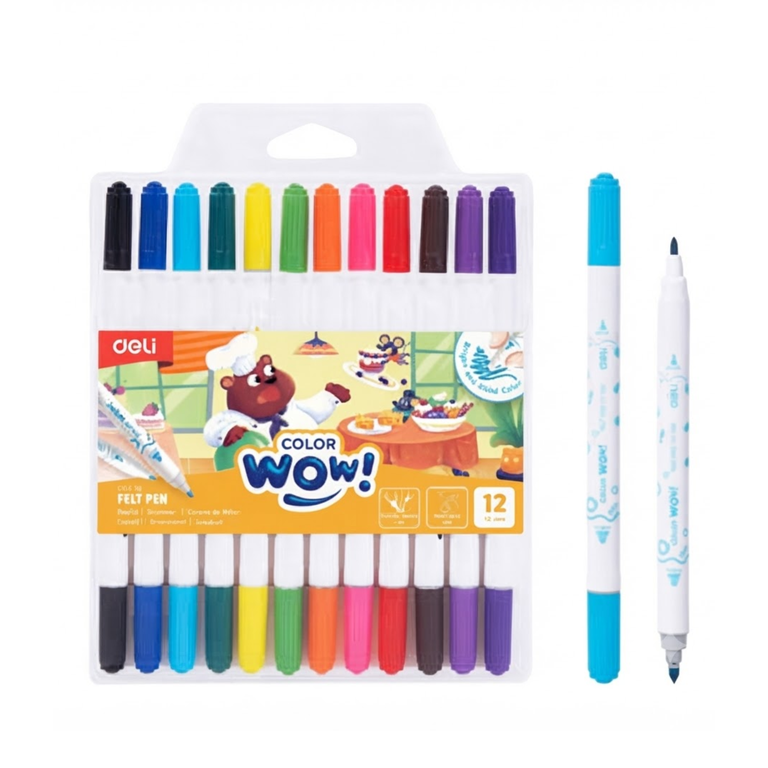 Deli Felt Pen 12 Colors DL-WEC166-12